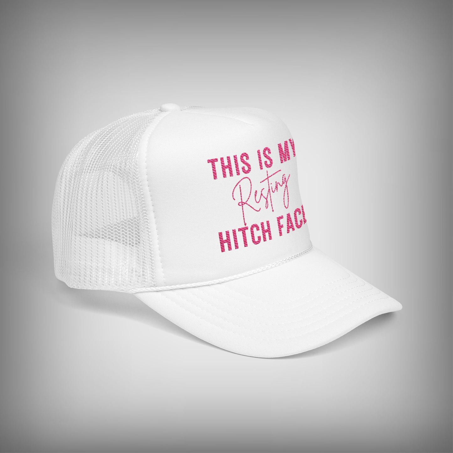 Pink This is My Resting Hitch Face Embroidered Foam Trucker Hat