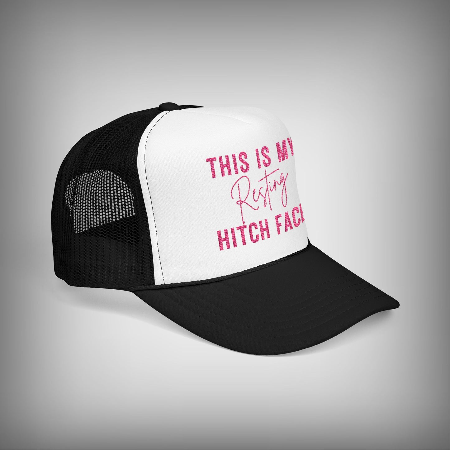 Pink This is My Resting Hitch Face Embroidered Foam Trucker Hat