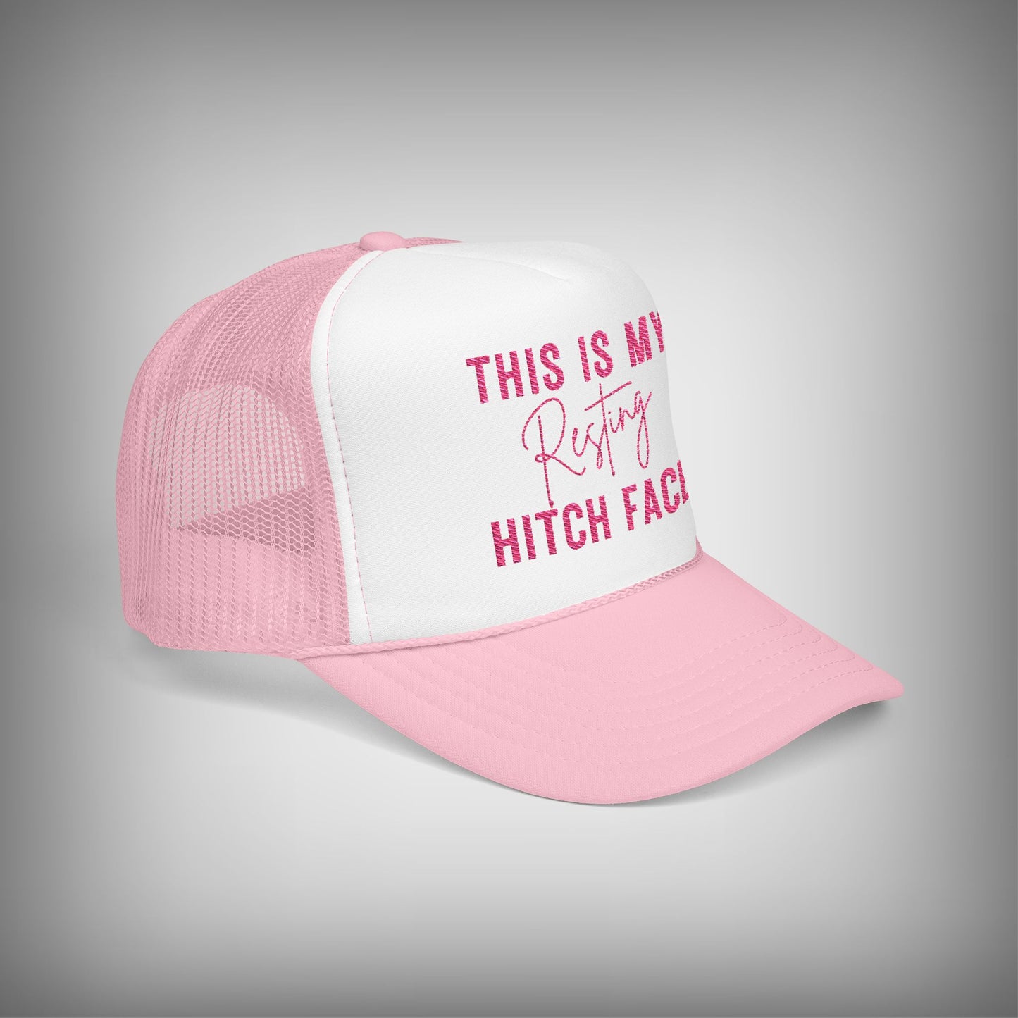 Pink This is My Resting Hitch Face Embroidered Foam Trucker Hat