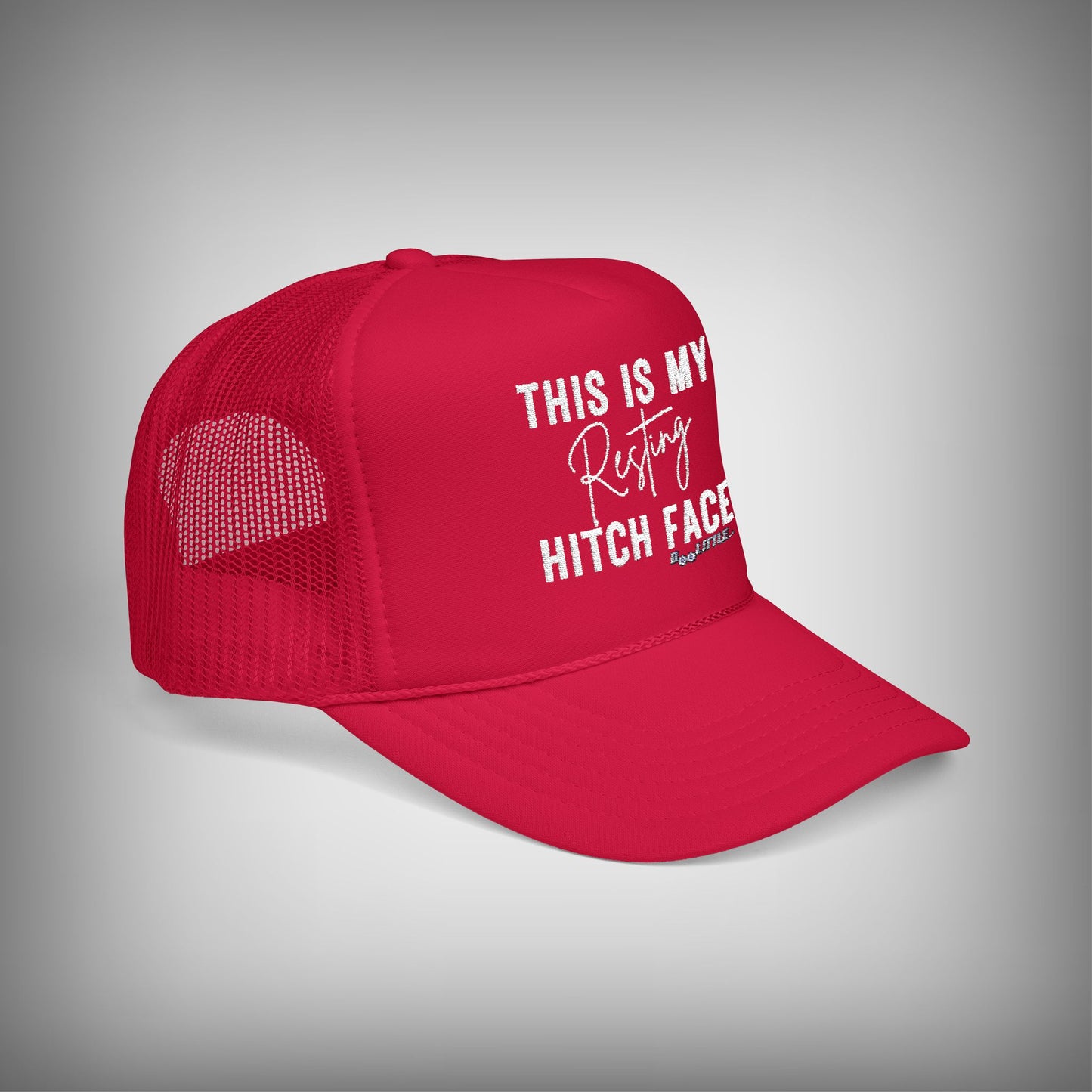 red side of This is my resting hitch face hat