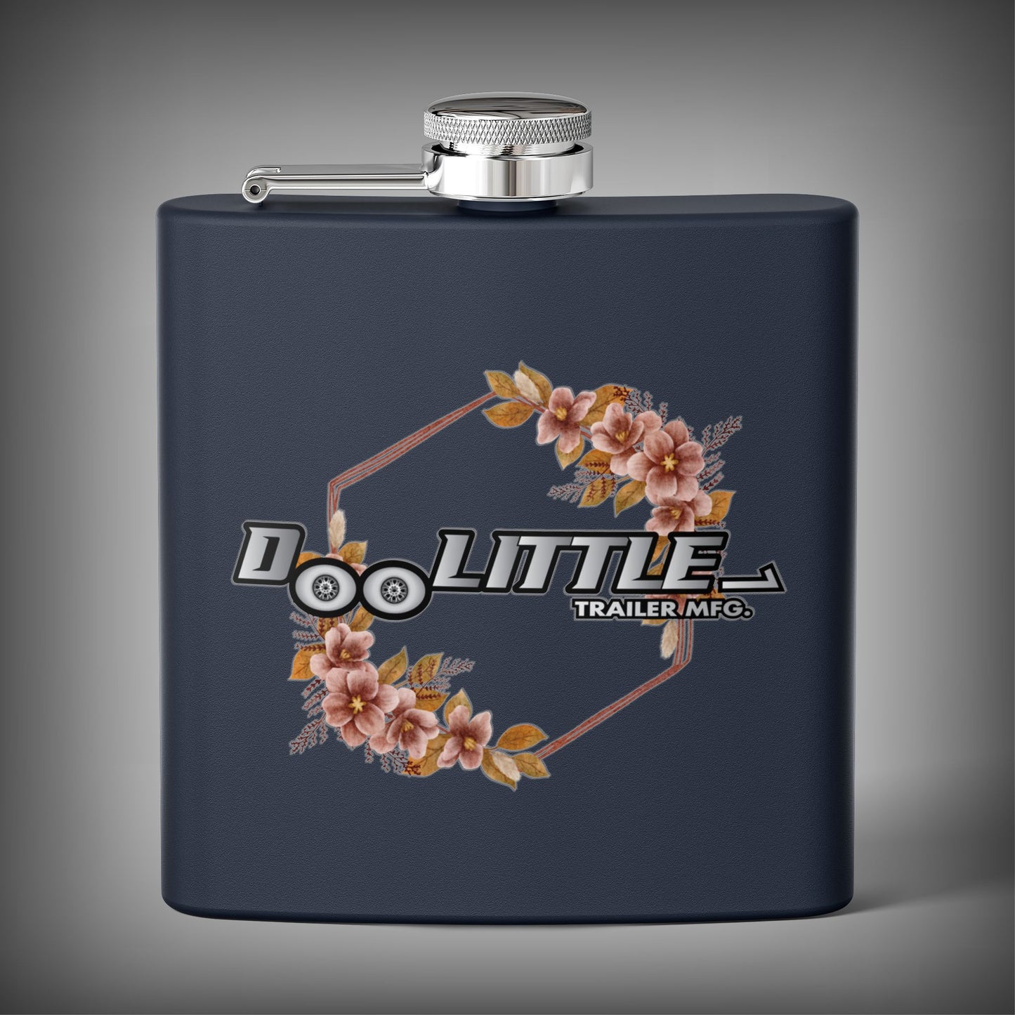 Navy Blue Floral Doolittle trailer flask