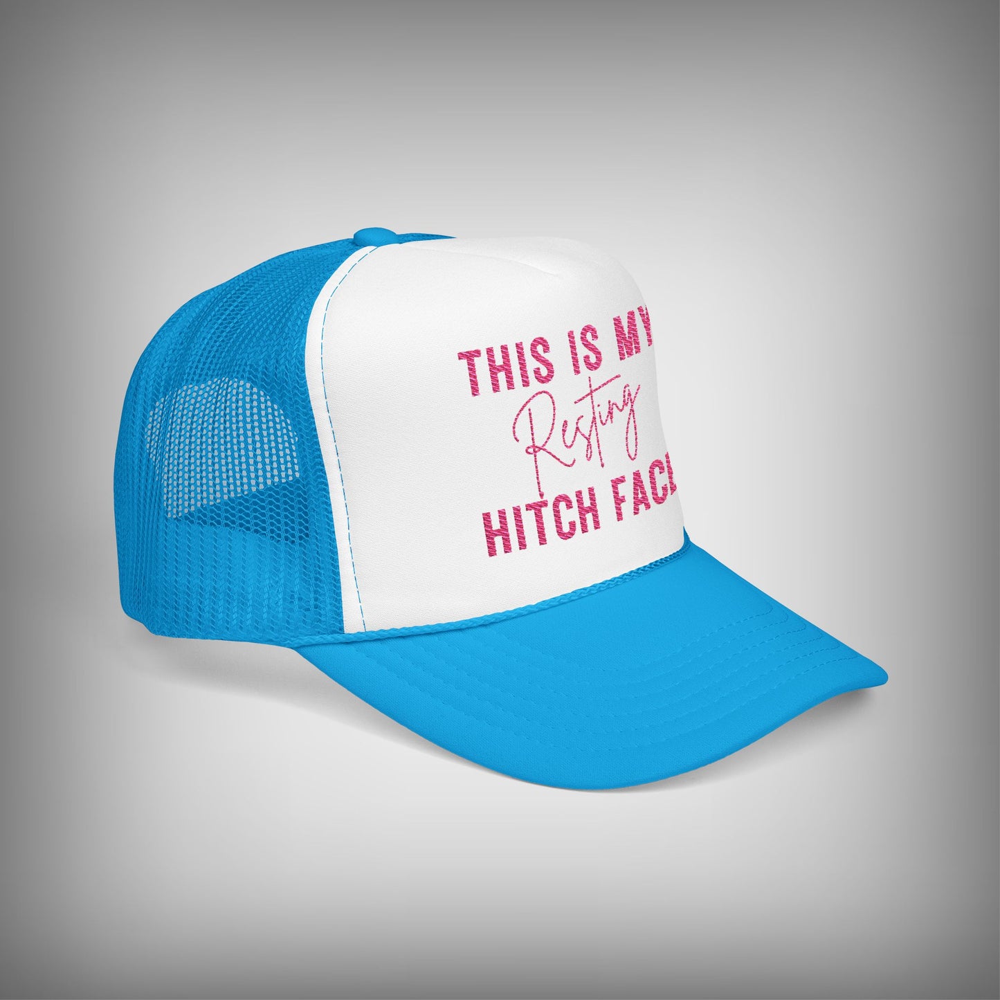 Pink This is My Resting Hitch Face Embroidered Foam Trucker Hat