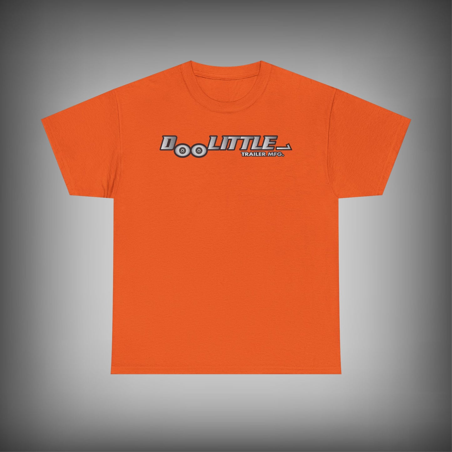 Orange doolittle trailer logo shirt.