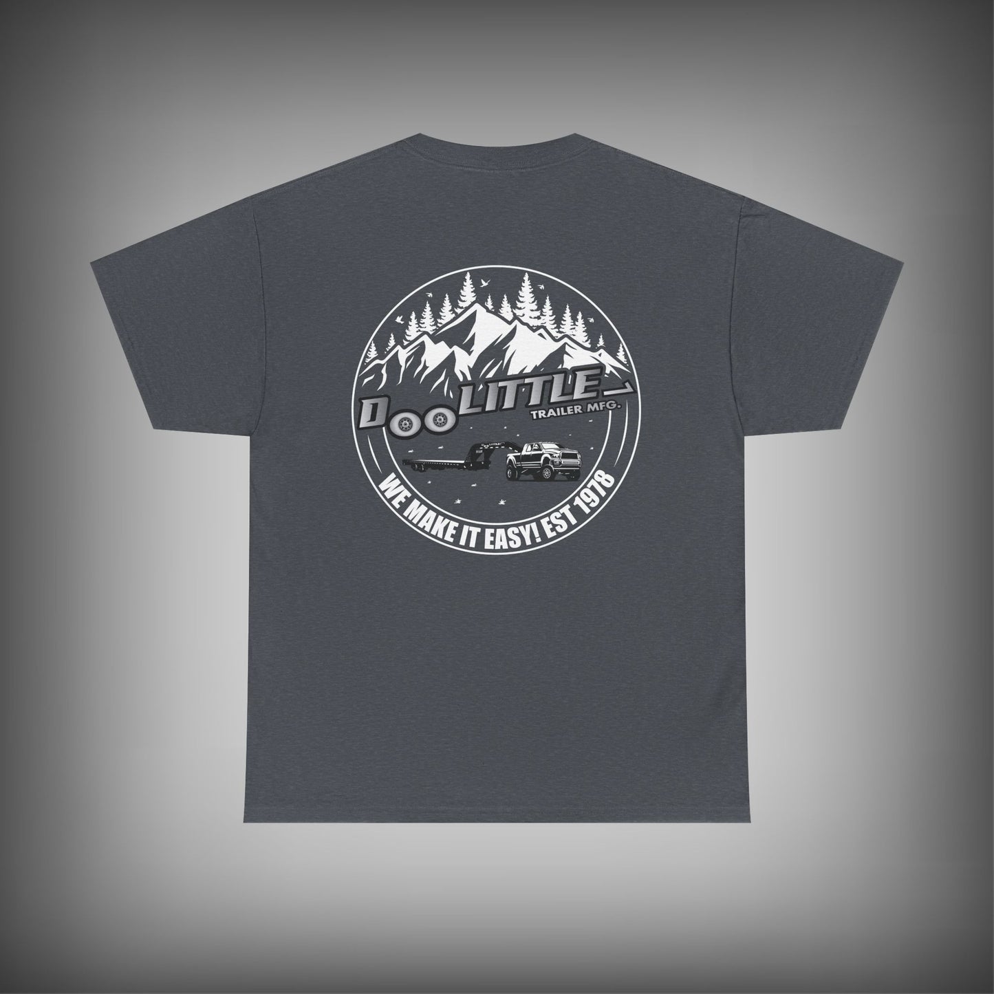 Gray deckover trailer shirt.