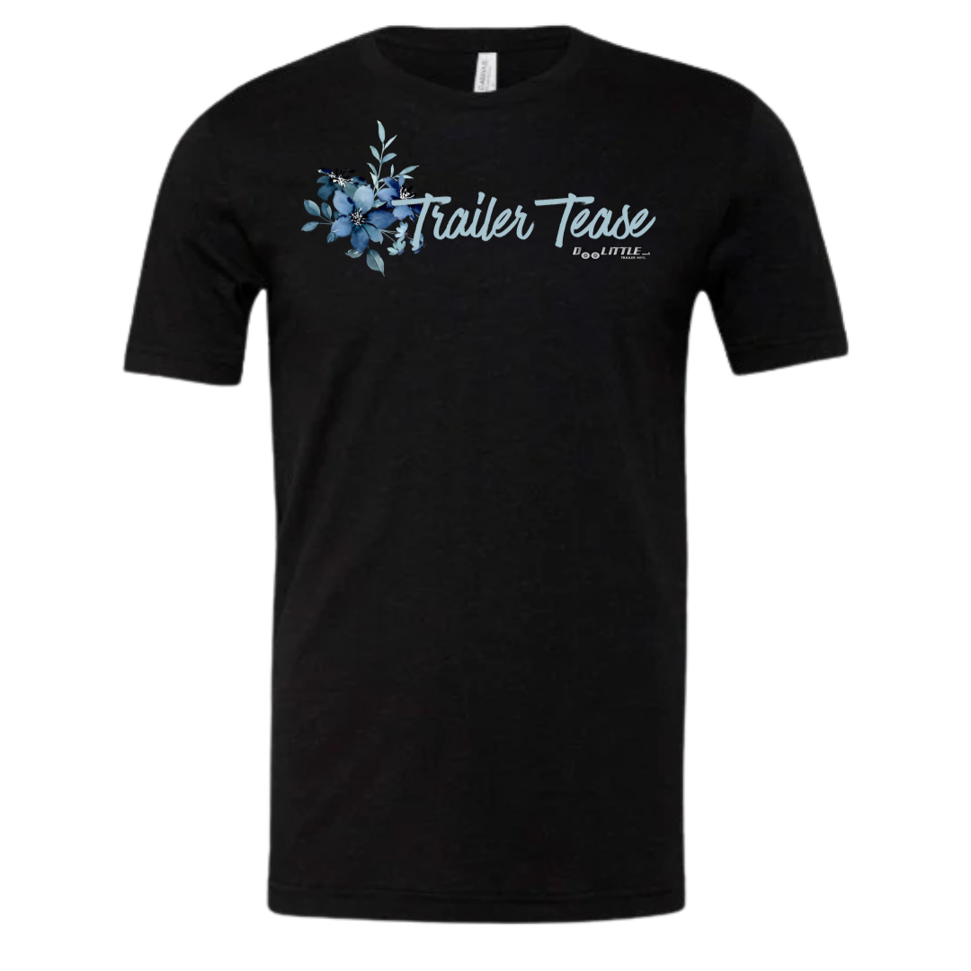 Trailer tease t-shirt blue flower