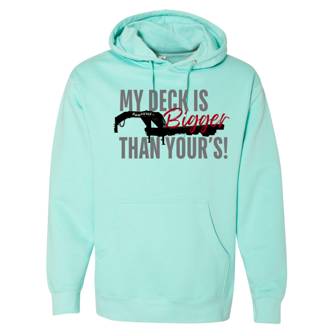 DECKOVER trailer on a hoodie mint