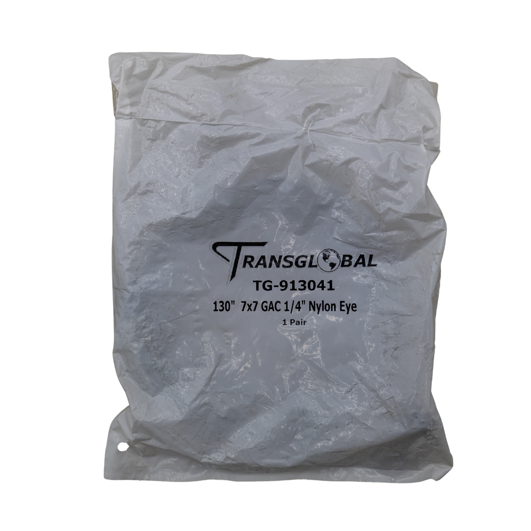 Gray bag with Transglobal branding and product details on a white background