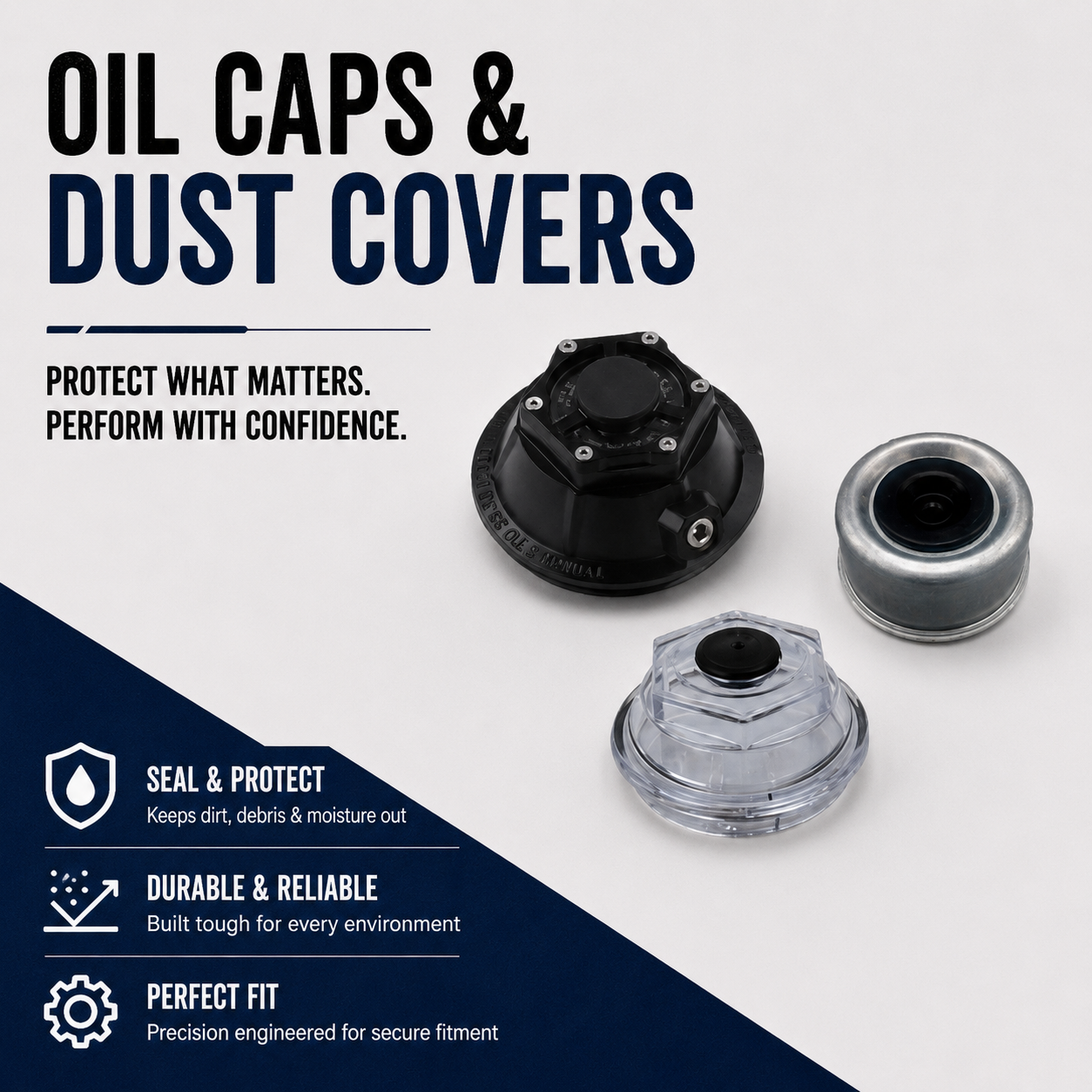 oil caps and dust covers