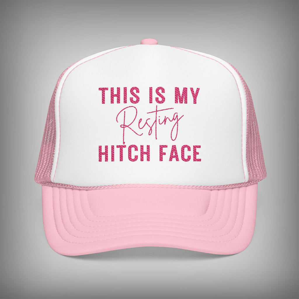 pink and white this is my resting hitch face hat