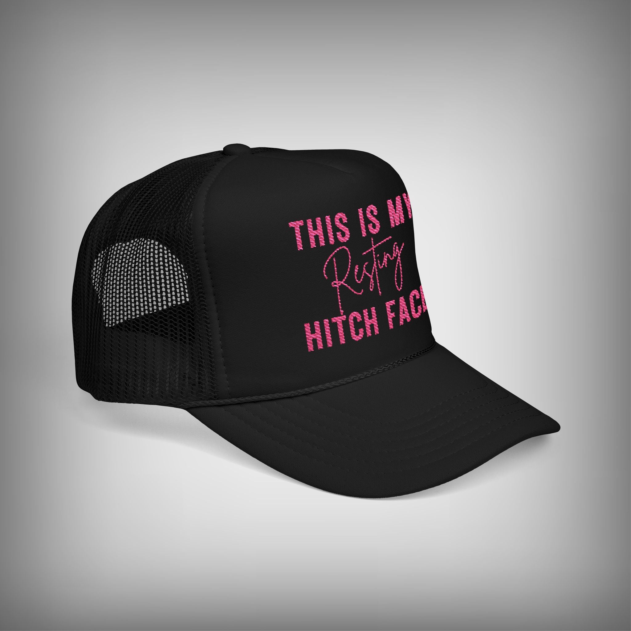 Pink This is My Resting Hitch Face Embroidered Foam Trucker Hat