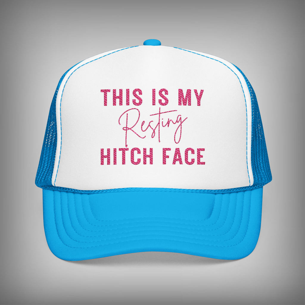 blue and white this is my resting hitch face hat