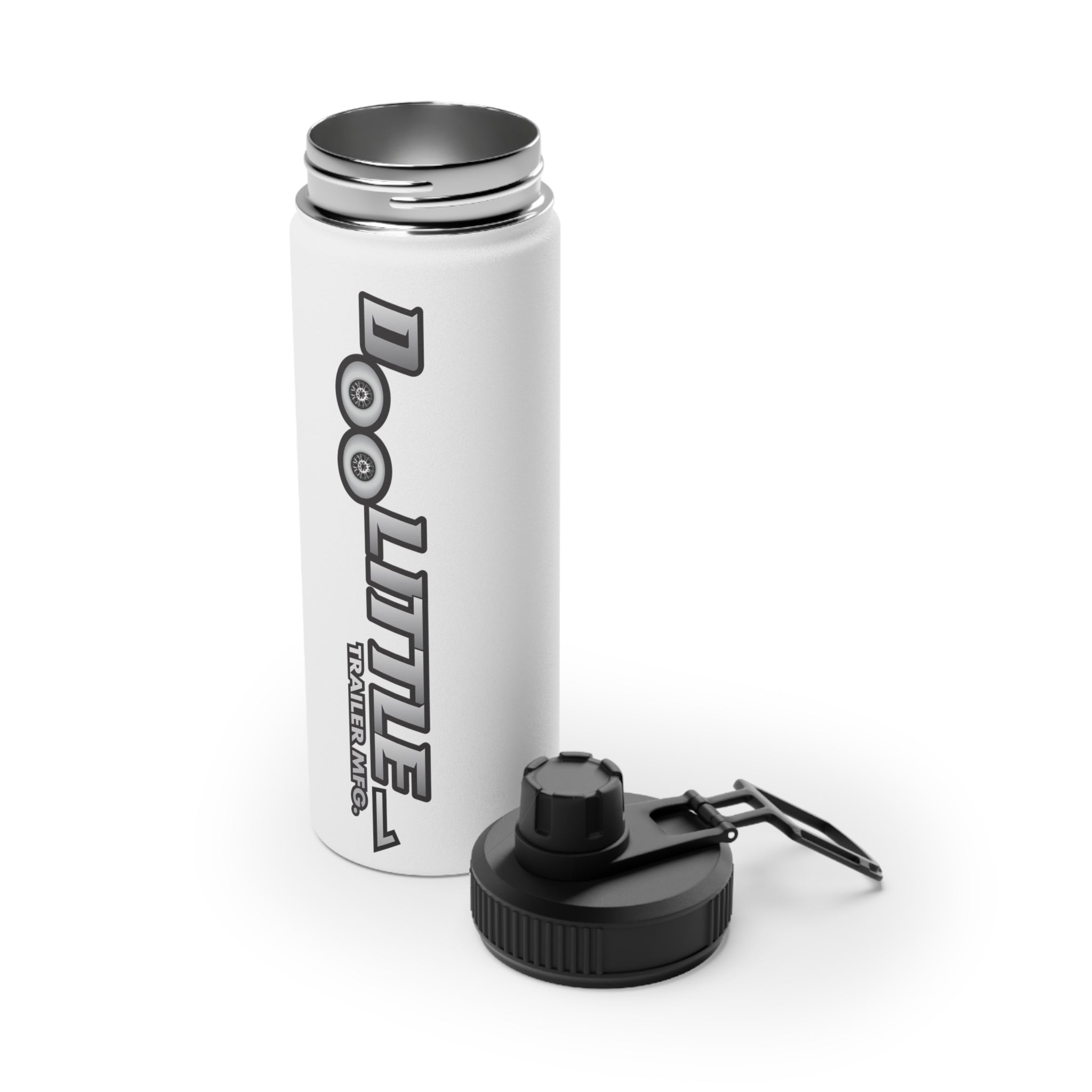 open Bottle of doolittle trailer mfg water bottle