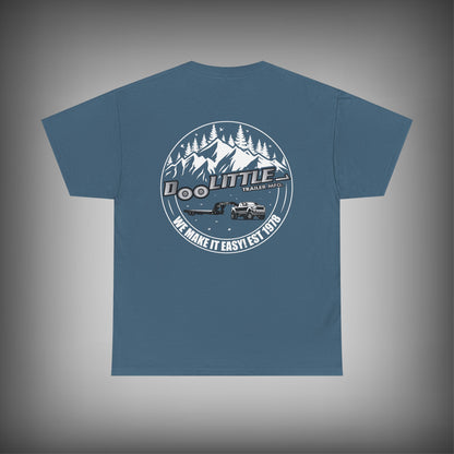 slate blue Deckover Trailer shirt. 