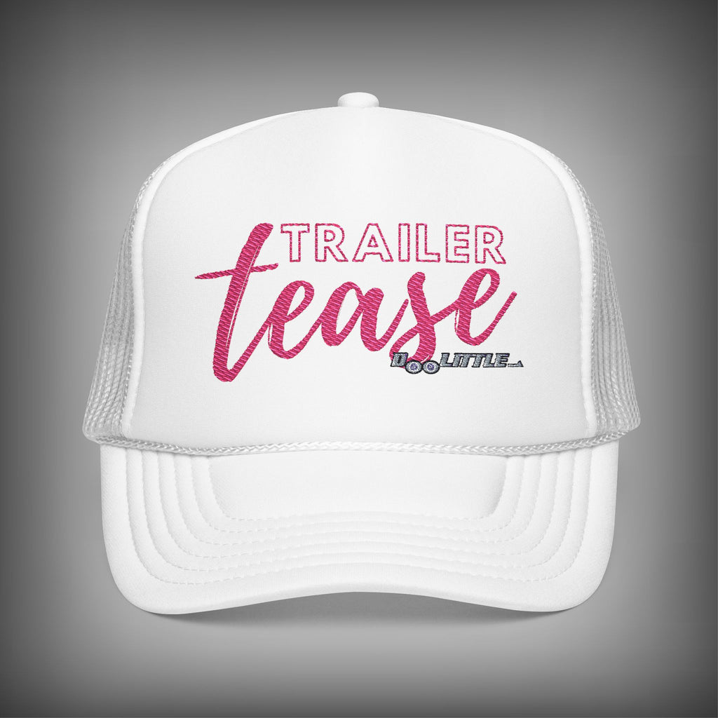 white and Pink trailer tease hat 