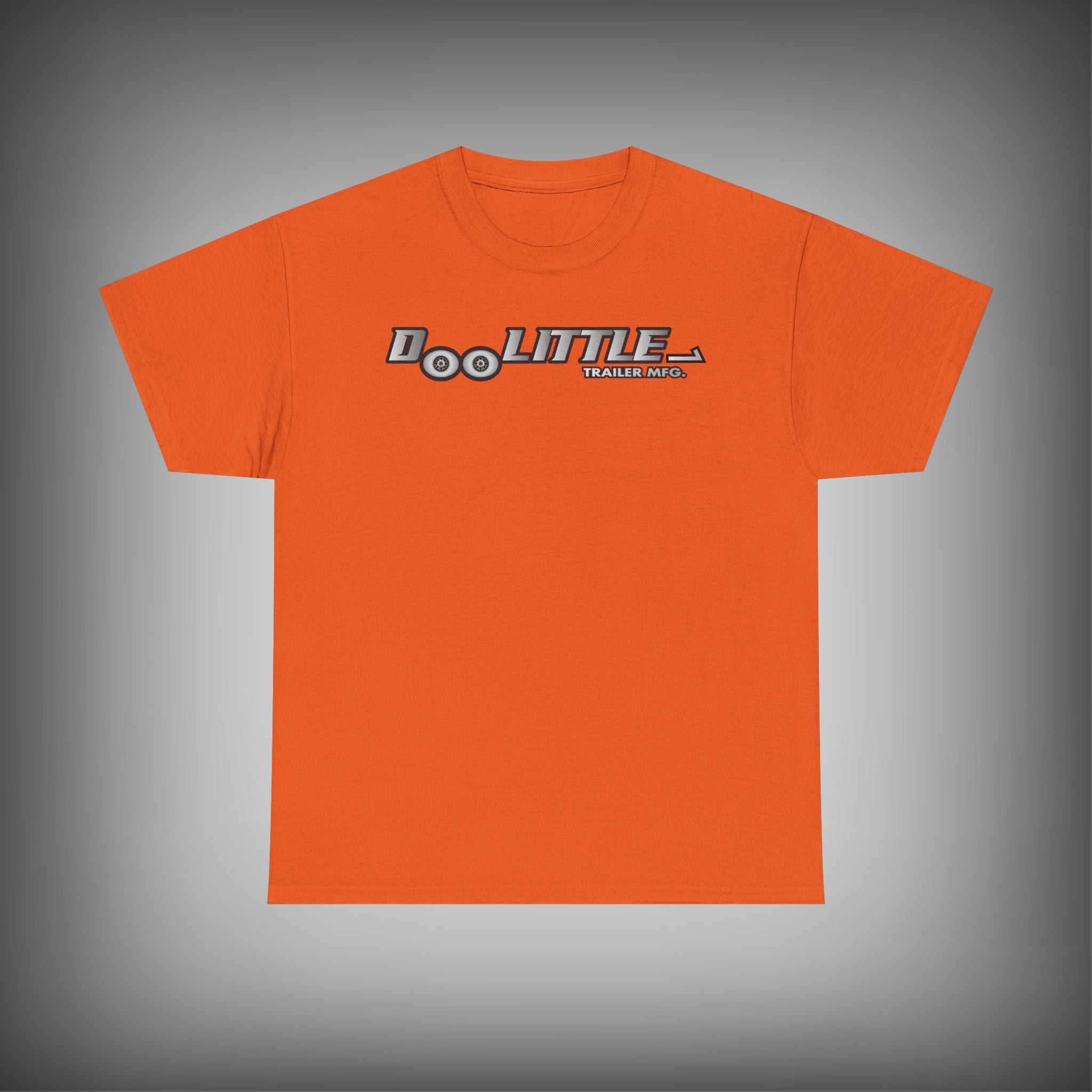 Orange doolittle trailer logo shirt.