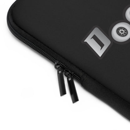 Close up of zippers on laptop sleeve