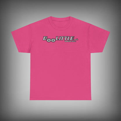 Pink t-shirt with 'Doo Little' logo on a gray background