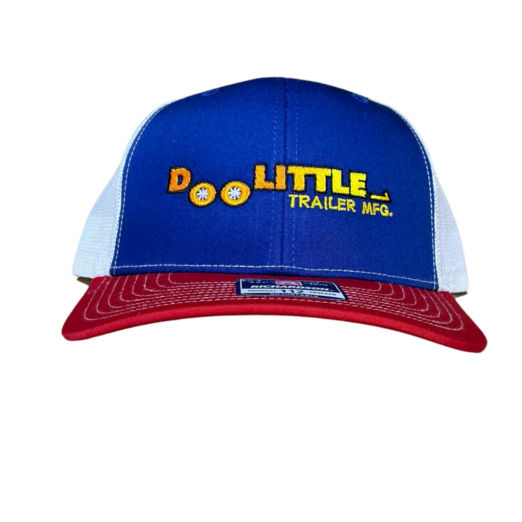 Royal blue red and white Richardson 112 hat.