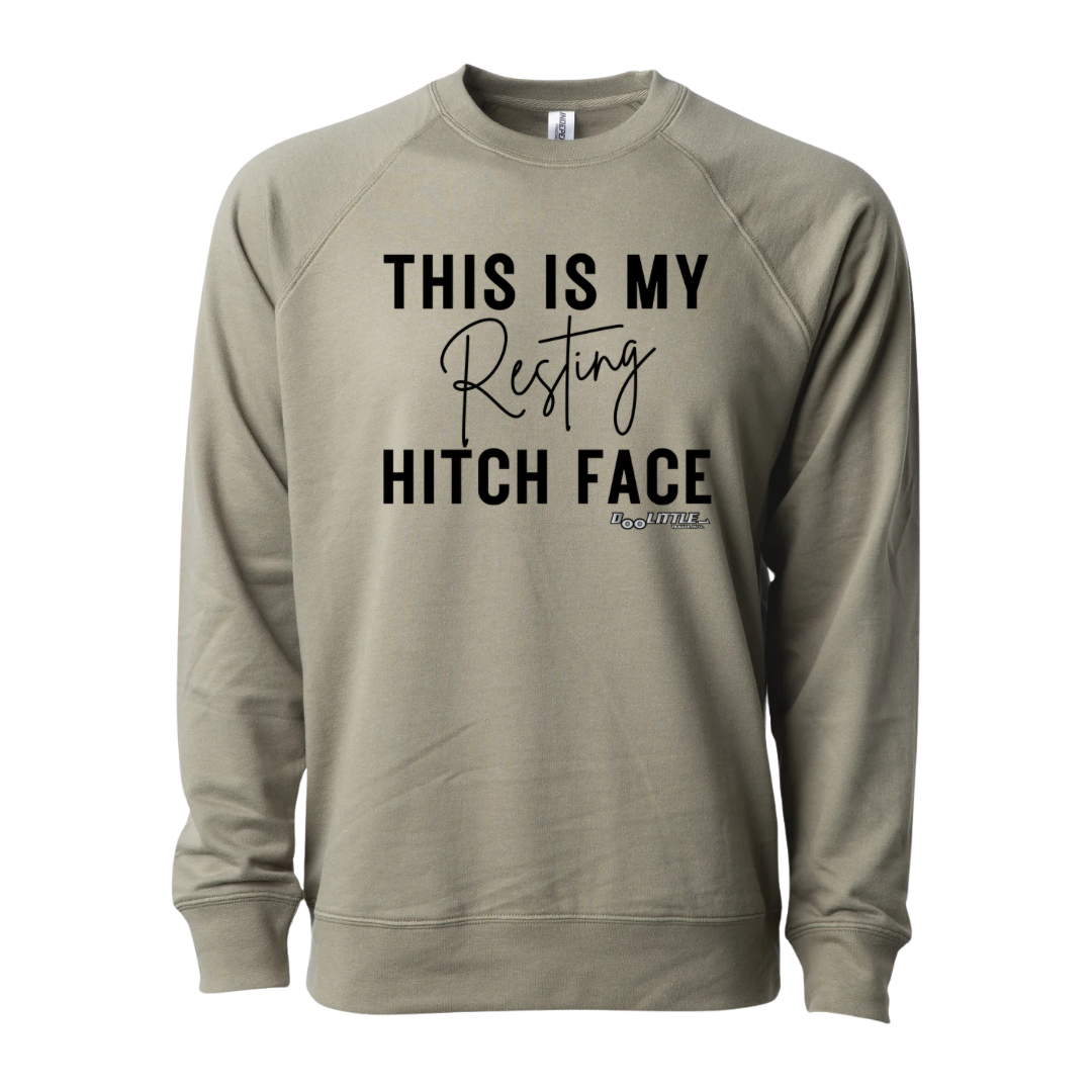 This is my resting hitch face crew neck olive green