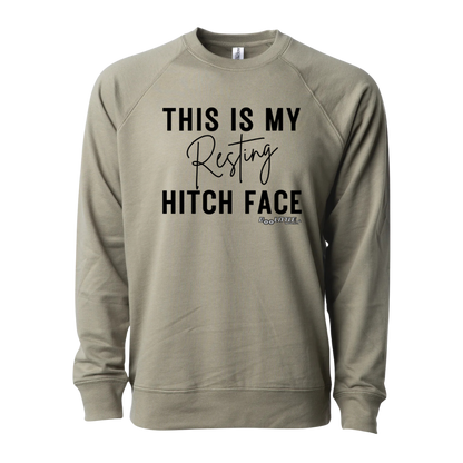 This is my resting hitch face crew neck olive green