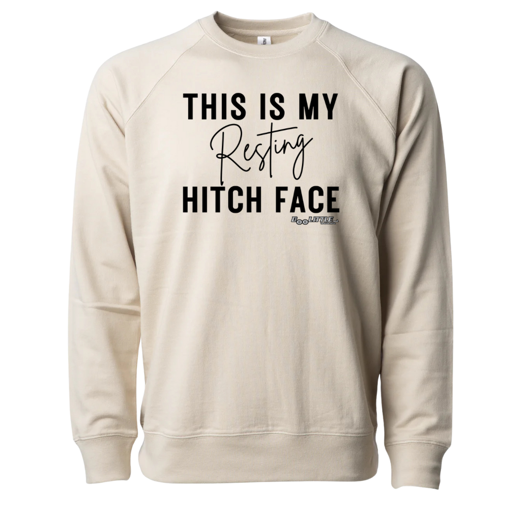 This is my resting hitch face crew neck sand