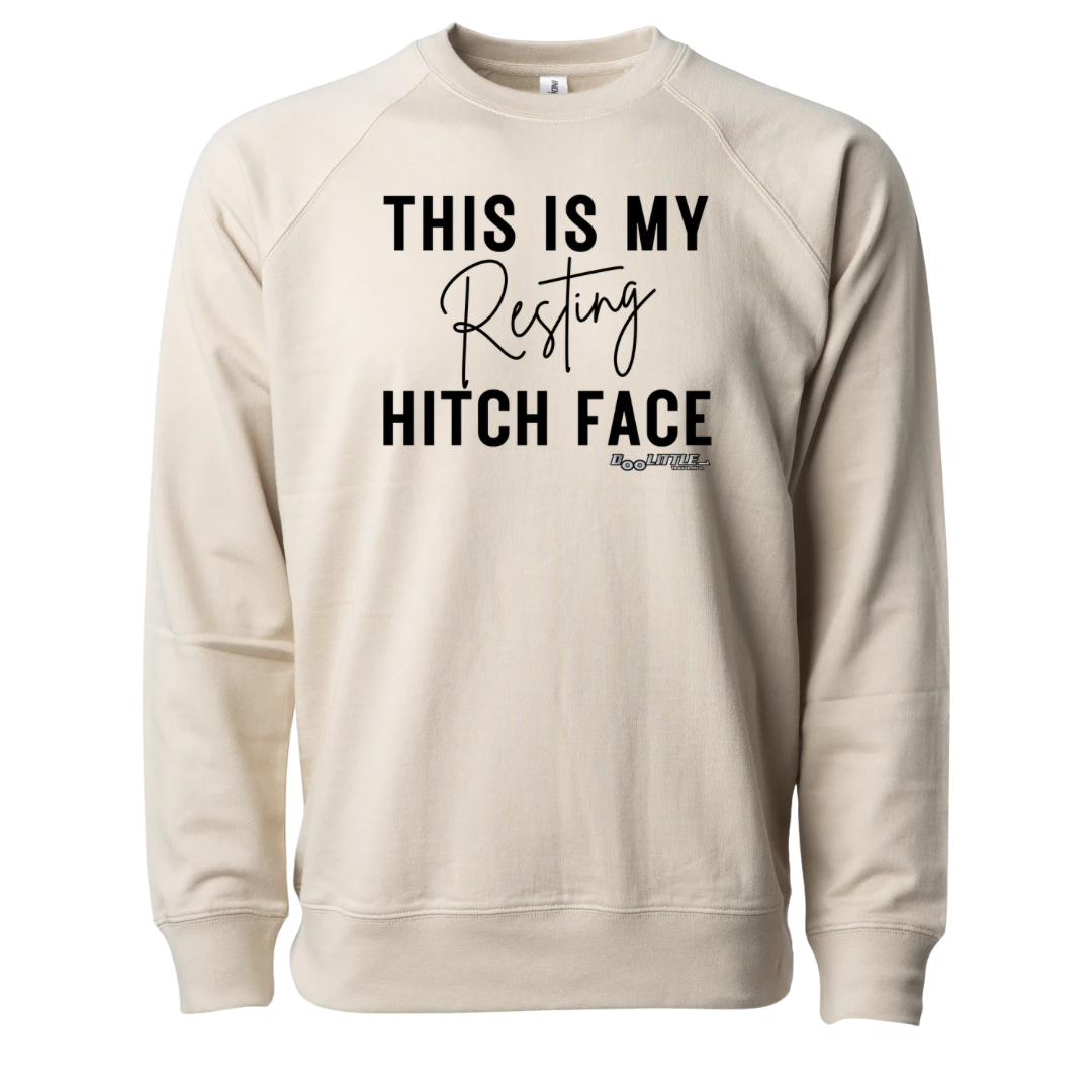 This is my resting hitch face crew neck sand