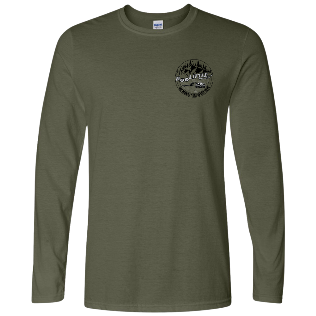 Army green circle decal front of shirt