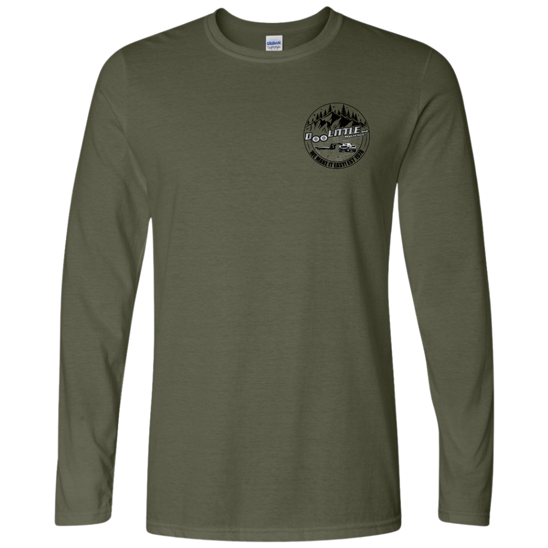 Army green circle decal front of shirt