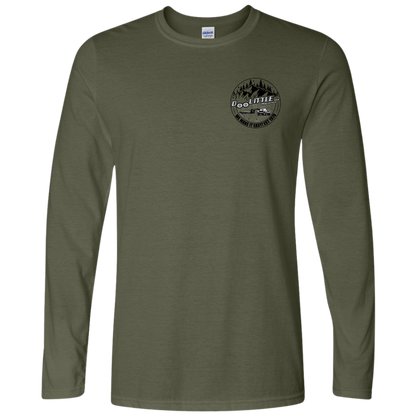 Army green circle decal front of shirt