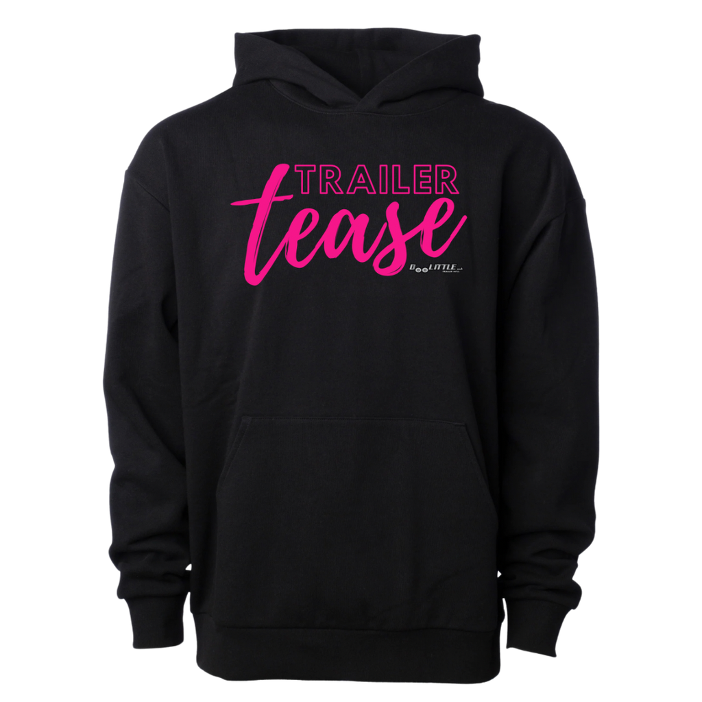 Trailer tease black and hot pink hoodie