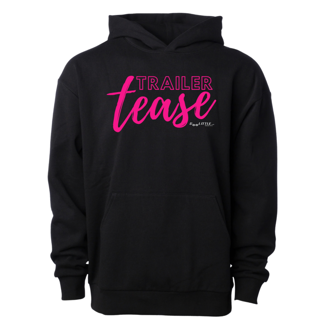 Trailer tease black and hot pink hoodie