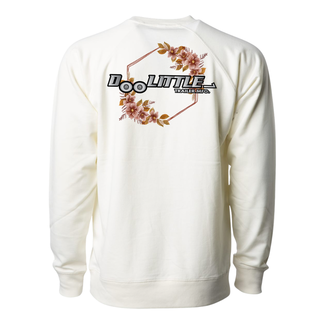 White Doolittle trailer sweatshirt mauve flowers