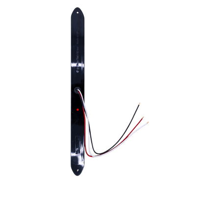 Black metal strip with wires on transparent background