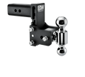 Black and chrome trailer hitch with 'BW' logo on a Transparent background